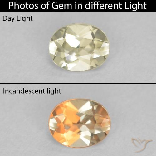 0.32ct Natürlicher Sehr helles Gelb Farbwechselnder Diaspor, Oval, VVS-VS