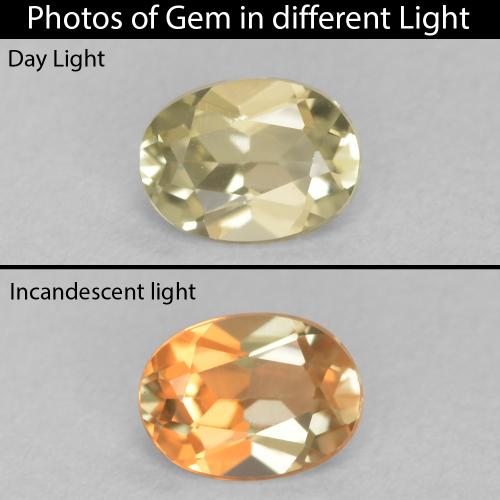 0.46ct Natürlicher Sanftes Gelb Farbwechselnder Diaspor, Oval, VVS-VS