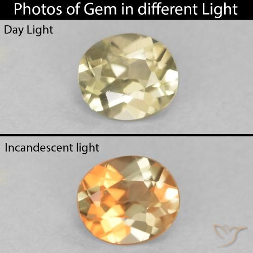 0.34ct Natürlicher hellgelb Farbwechselnder Diaspor, Oval, VVS-VS