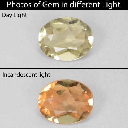 0.38ct Natürlicher hellgelb Farbwechselnder Diaspor, Oval, VVS-VS