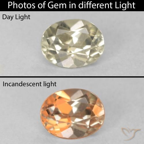 0.53ct Natürlicher Sanftes Gelb Farbwechselnder Diaspor, Oval, VVS-VS