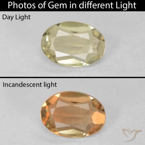 0.36ct Natürlicher hellgelb Farbwechselnder Diaspor, Oval, VVS-VS