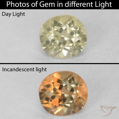 0.39ct Natürlicher Sanftes Gelb Farbwechselnder Diaspor, Oval, VVS-VS