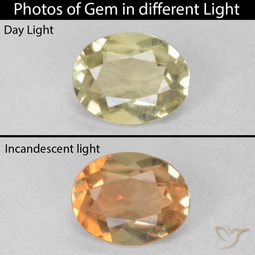 0.51ct Natürlicher Sanftes Gelb Farbwechselnder Diaspor, Oval, VVS-VS
