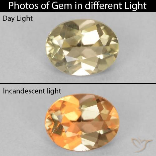 0.66ct Natürlicher Warmes Gelb Farbwechselnder Diaspor, Oval, VVS-VS