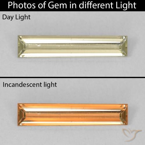 0.84ct Natürlicher Sanftes Gelb Farbwechselnder Diaspor, Baguette, VVS-VS