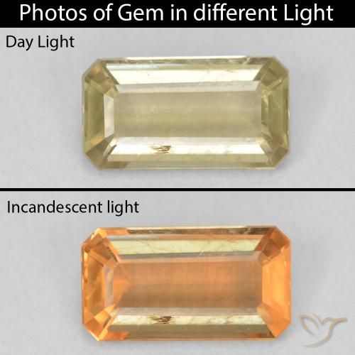 1.23ct Natürlicher hellgelb Farbwechselnder Diaspor, Smaragdschliff, VS-SI