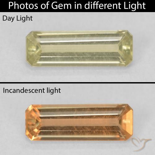 1.05ct Natürlicher Sanftes Gelb Farbwechselnder Diaspor, Smaragdschliff, VVS-VS