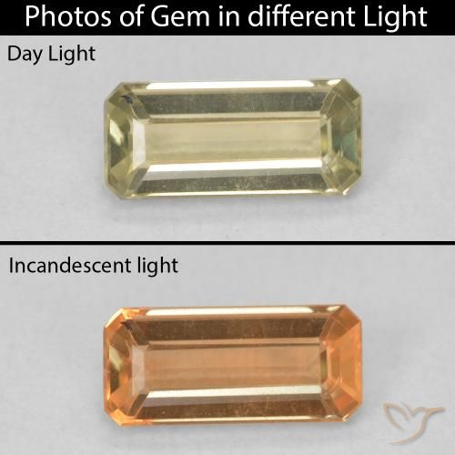 1.08ct Natürlicher Sanftes Gelb Farbwechselnder Diaspor, Smaragdschliff, VVS-VS
