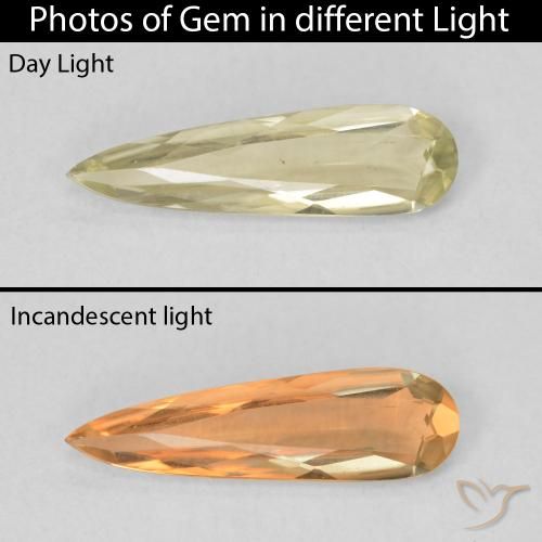 0.70ct Natürlicher hellgelb Farbwechselnder Diaspor, Birnenform, VVS-VS