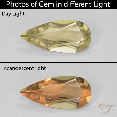 1.70ct Natürlicher Blasses Gelb Farbwechselnder Diaspor, Birnenform, VVS-VS