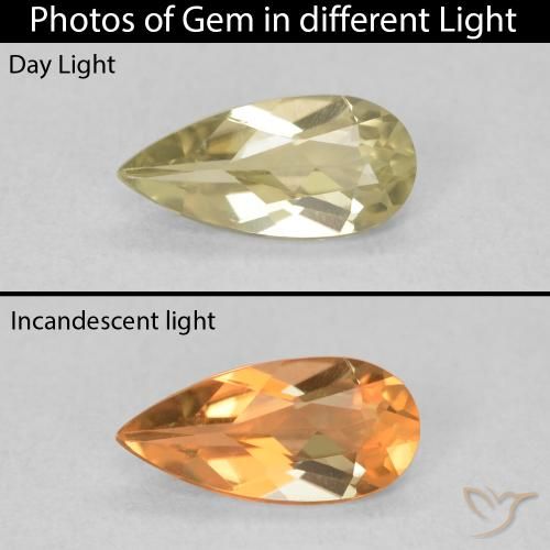 0.70ct Natürlicher hellgelb Farbwechselnder Diaspor, Birnenform, VVS-VS