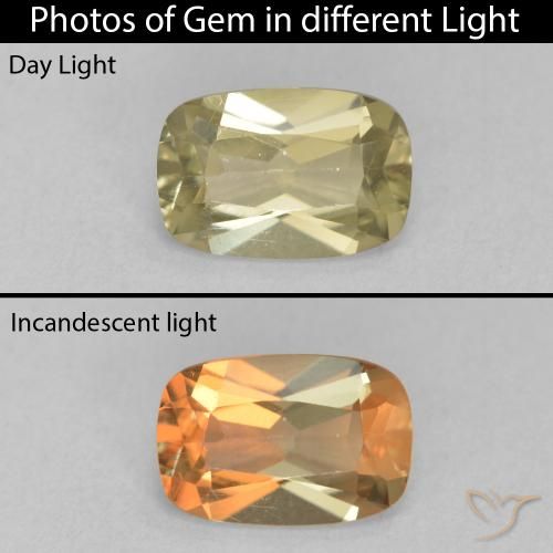 1.51ct Natürlicher Warmes Gelb Farbwechselnder Diaspor, Kissen, VVS-VS
