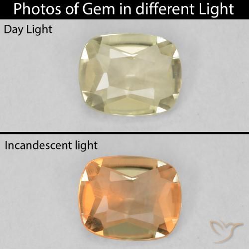 0.41ct Natürlicher hellgelb Farbwechselnder Diaspor, Kissen, VVS-VS