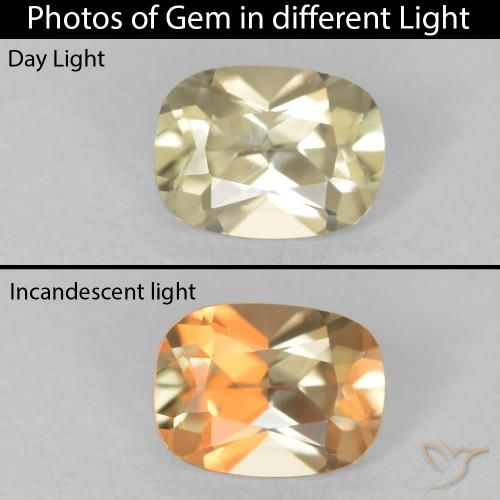 0.48ct Natürlicher hellgelb Farbwechselnder Diaspor, Kissen, VVS-VS
