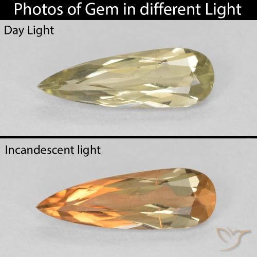 1.22ct Natürlicher Mittelgelb Farbwechselnder Diaspor, Birnenform, VVS-VS