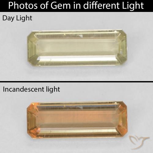 1.40ct Natürlicher Sanftes Gelb Farbwechselnder Diaspor, Smaragdschliff, VS