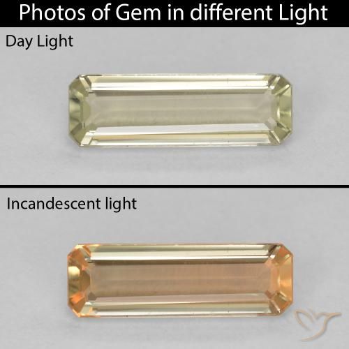 1.33ct Natürlicher hellgelb Farbwechselnder Diaspor, Smaragdschliff, VVS-VS