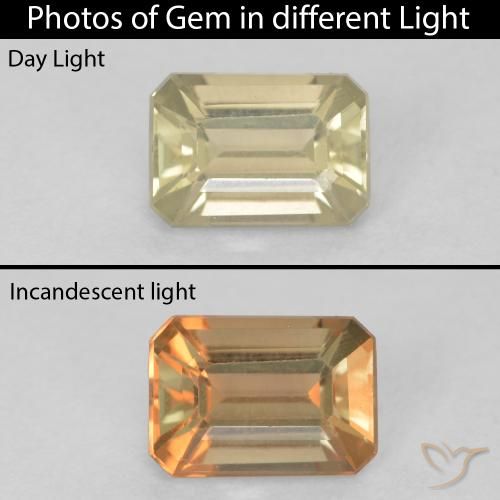 0.86ct Natürlicher Sanftes Gelb Farbwechselnder Diaspor, Smaragdschliff, VVS-VS