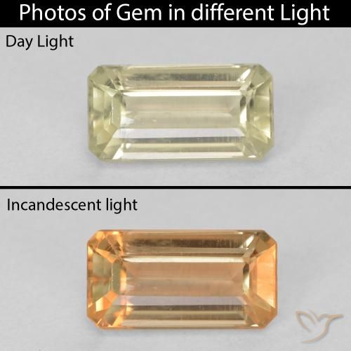1.34ct Natürlicher Sanftes Gelb Farbwechselnder Diaspor, Smaragdschliff, VVS-VS
