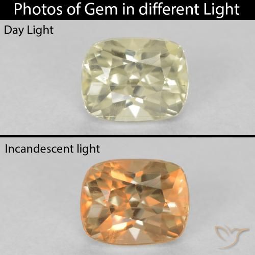 0.73ct Natürlicher hellgelb Farbwechselnder Diaspor, Kissen, VS