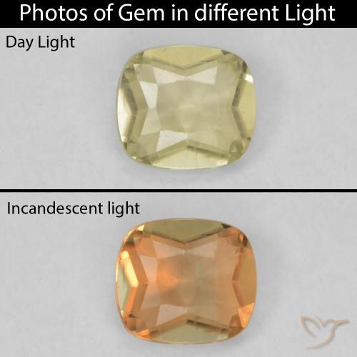 0.49ct Natürlicher Sanftes Gelb Farbwechselnder Diaspor, Kissen, VS