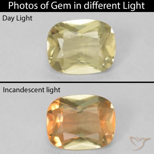0.77ct Natürlicher hellgelb Farbwechselnder Diaspor, Kissen, VS