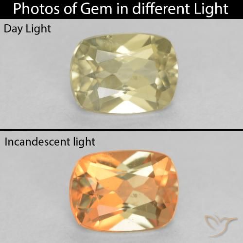0.78ct Natürlicher hellgelb Farbwechselnder Diaspor, Kissen, VS
