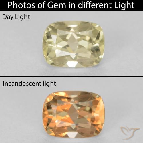 0.93ct Natürlicher hellgelb Farbwechselnder Diaspor, Kissen, VS