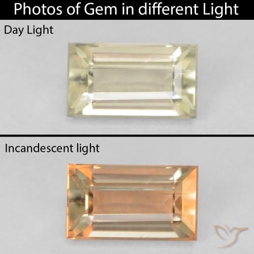 0.90ct Natürlicher Sehr helles Gelb Farbwechselnder Diaspor, Baguette, VS