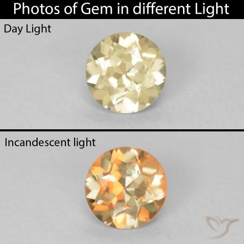 0.57ct Natürlicher hellgelb Farbwechselnder Diaspor, Runden, VS
