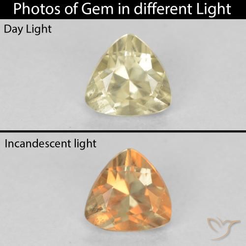 0.42ct Natürlicher hellgelb Farbwechselnder Diaspor, Trillion, VS