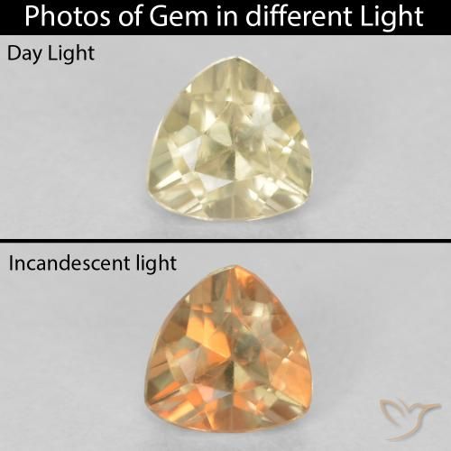 0.33ct Natürlicher hellgelb Farbwechselnder Diaspor, Trillion, VS