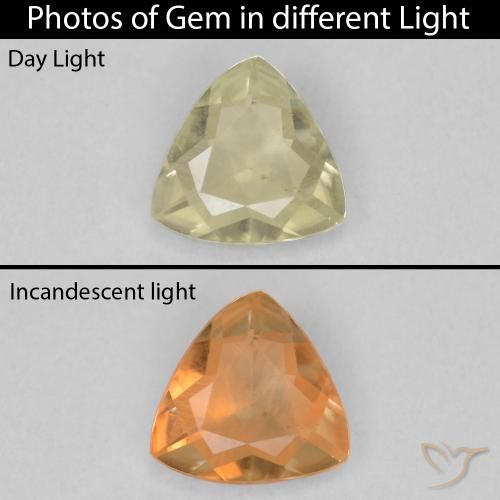 0.55ct Natürlicher Gelbes Beige Farbwechselnder Diaspor, Trillion, VS