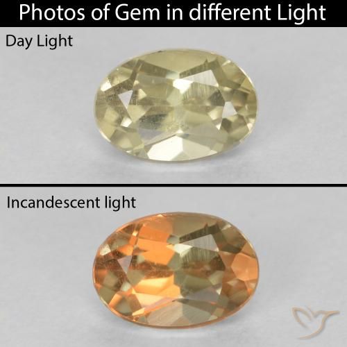 0.67ct Natürlicher Sehr helles Gelb Farbwechselnder Diaspor, Oval, VS