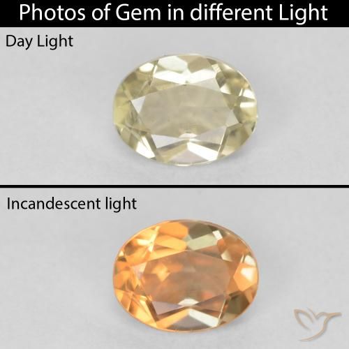 0.41ct Natürlicher hellgelb Farbwechselnder Diaspor, Oval, VS