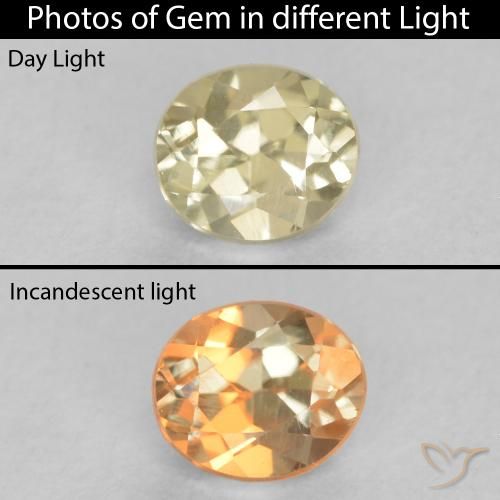 0.35ct Natürlicher hellgelb Farbwechselnder Diaspor, Oval, VS