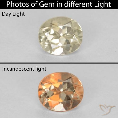 0.60ct Natürlicher hellgelb Farbwechselnder Diaspor, Oval, VS