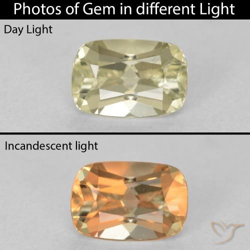0.97ct Natürlicher hellgelb Farbwechselnder Diaspor, Kissen, VVS