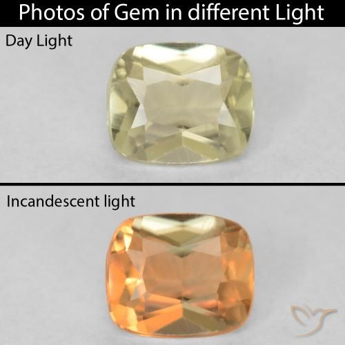 0.56ct Natürlicher hellgelb Farbwechselnder Diaspor, Kissen, VVS