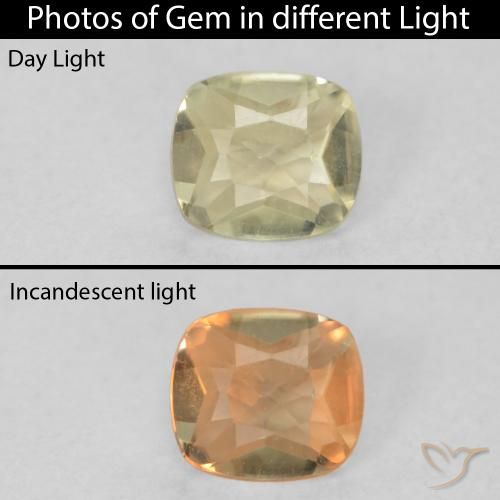 0.38ct Natürlicher hellgelb Farbwechselnder Diaspor, Kissen, VVS