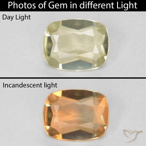 0.50ct Natürlicher hellgelb Farbwechselnder Diaspor, Kissen, VVS