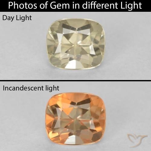 0.68ct Natürlicher hellgelb Farbwechselnder Diaspor, Kissen, VVS