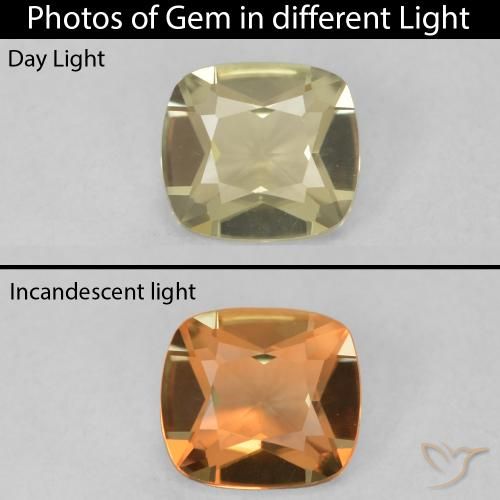 0.68ct Natürlicher hellgelb Farbwechselnder Diaspor, Kissen, VVS
