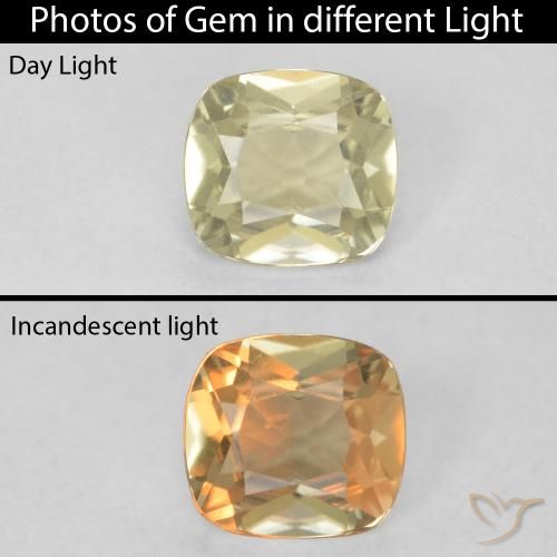 1.04ct Natürlicher hellgelb Farbwechselnder Diaspor, Kissen, VVS