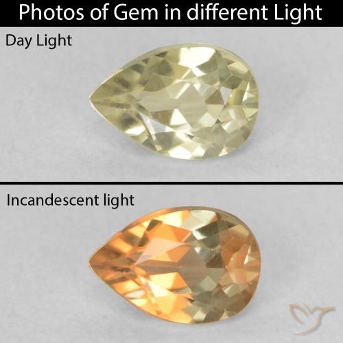 0.50ct Natürlicher hellgelb Farbwechselnder Diaspor, Birnenform, VVS-VS
