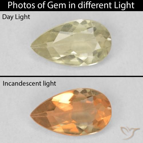 0.54ct Natürlicher hellgelb Farbwechselnder Diaspor, Birnenform, VVS-VS