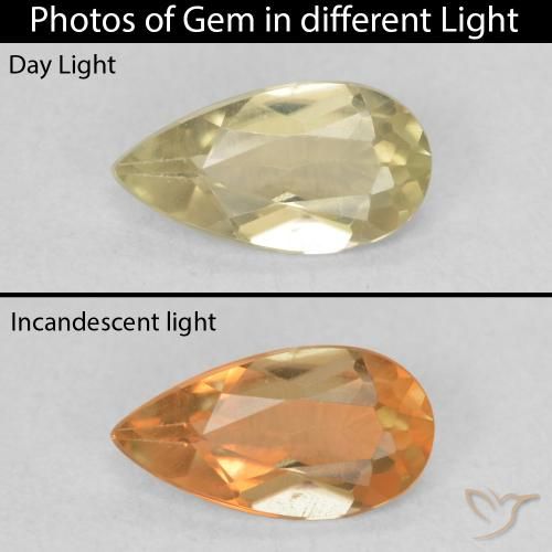 0.55ct Natürlicher hellgelb Farbwechselnder Diaspor, Birnenform, VVS-VS