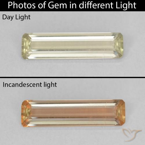 1.12ct Natürlicher Sehr helles Gelb Farbwechselnder Diaspor, Smaragdschliff, VVS-VS