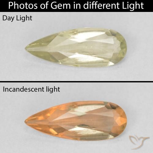 1.08ct Natürlicher hellgelb Farbwechselnder Diaspor, Birnenform, VS